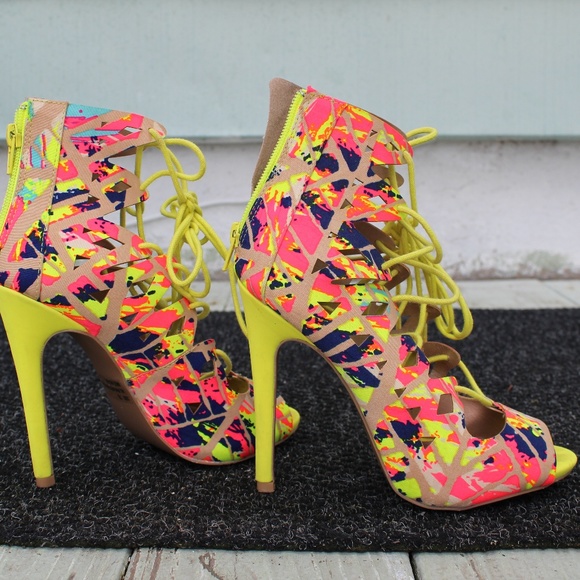 lace up colorful heels